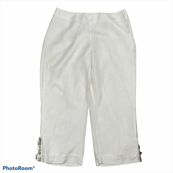 WHBM Linen Blend Cropped Pants 8 - Picture 1 of 5